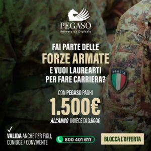 Scopri di più sull'articolo Promo Forze Armate Pegaso: Studia Online con Retta Agevolata