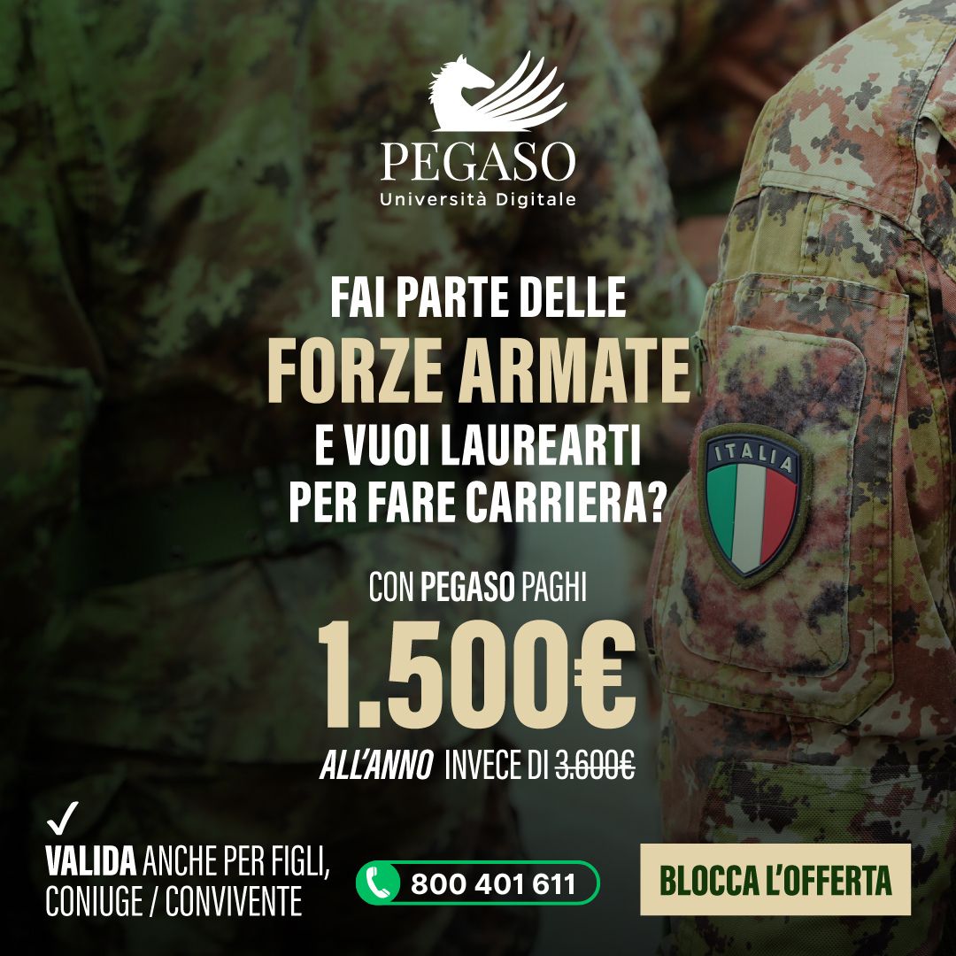 Al momento stai visualizzando Promo Forze Armate Pegaso: Studia Online con Retta Agevolata