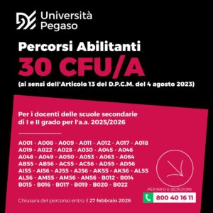Scopri di più sull'articolo Aperte le iscrizioni al VI ciclo dei Percorsi Abilitanti 30 CFU – ex Articolo 13