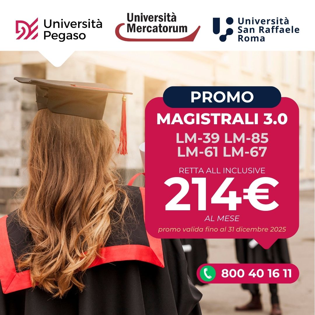 Al momento stai visualizzando Promo Magistrali 3.0: Rette agevolate per lauree magistrali Pegaso e San Raffaele – Dicembre 2025