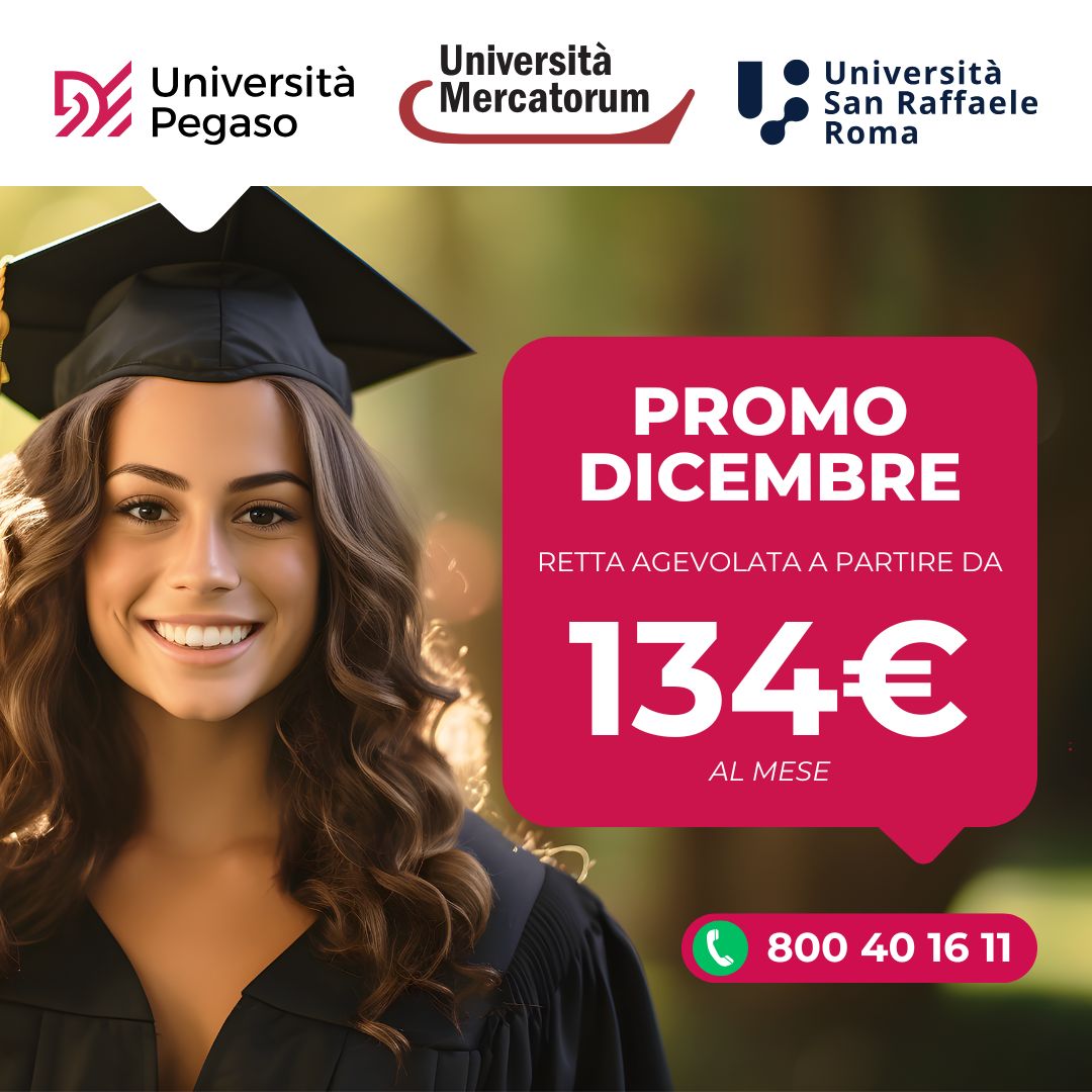 Al momento stai visualizzando Promo Università Dicembre 2025: nuove agevolazioni per iscriversi agli Atenei Pegaso, Mercatorum e San Raffaele