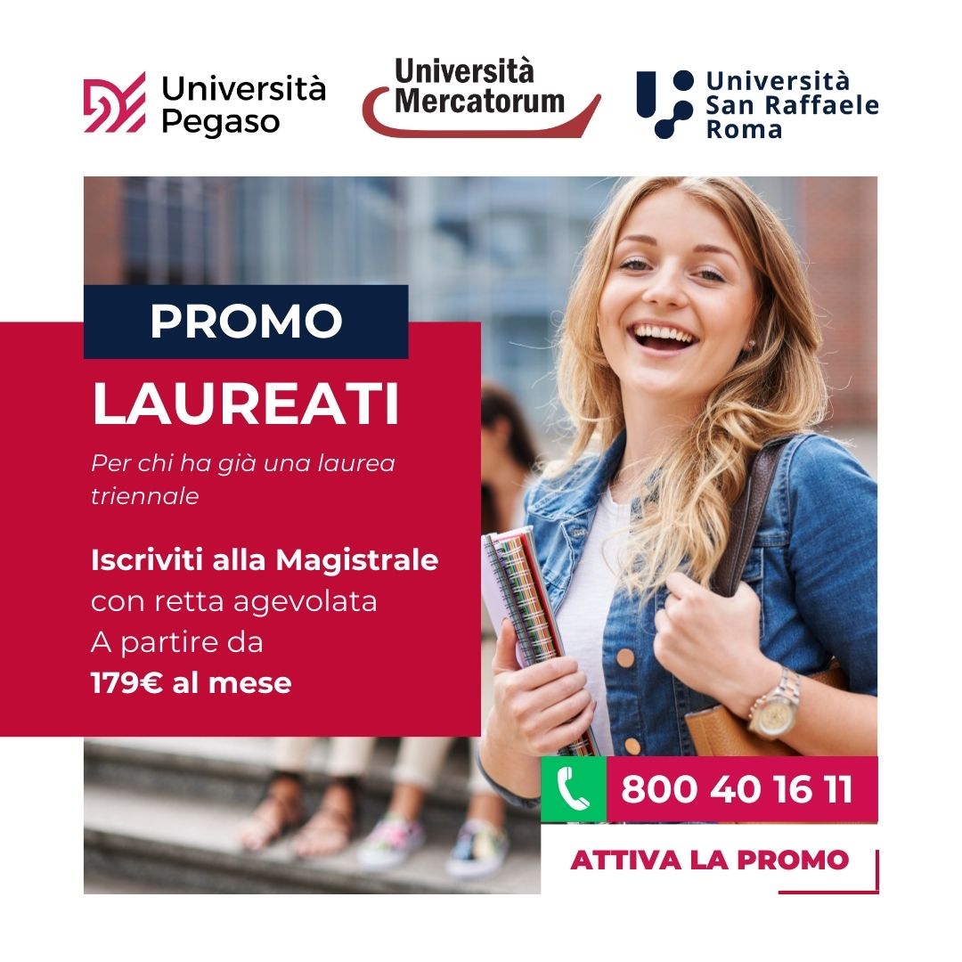 Al momento stai visualizzando Promo Laureati Febbraio 2026: Laurea Magistrale con retta agevolata su Pegaso, Mercatorum e San Raffaele Roma