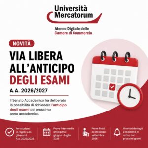 Scopri di più sull'articolo Mercatorum approva l’anticipo degli esami per l’A.A. 2026/2027