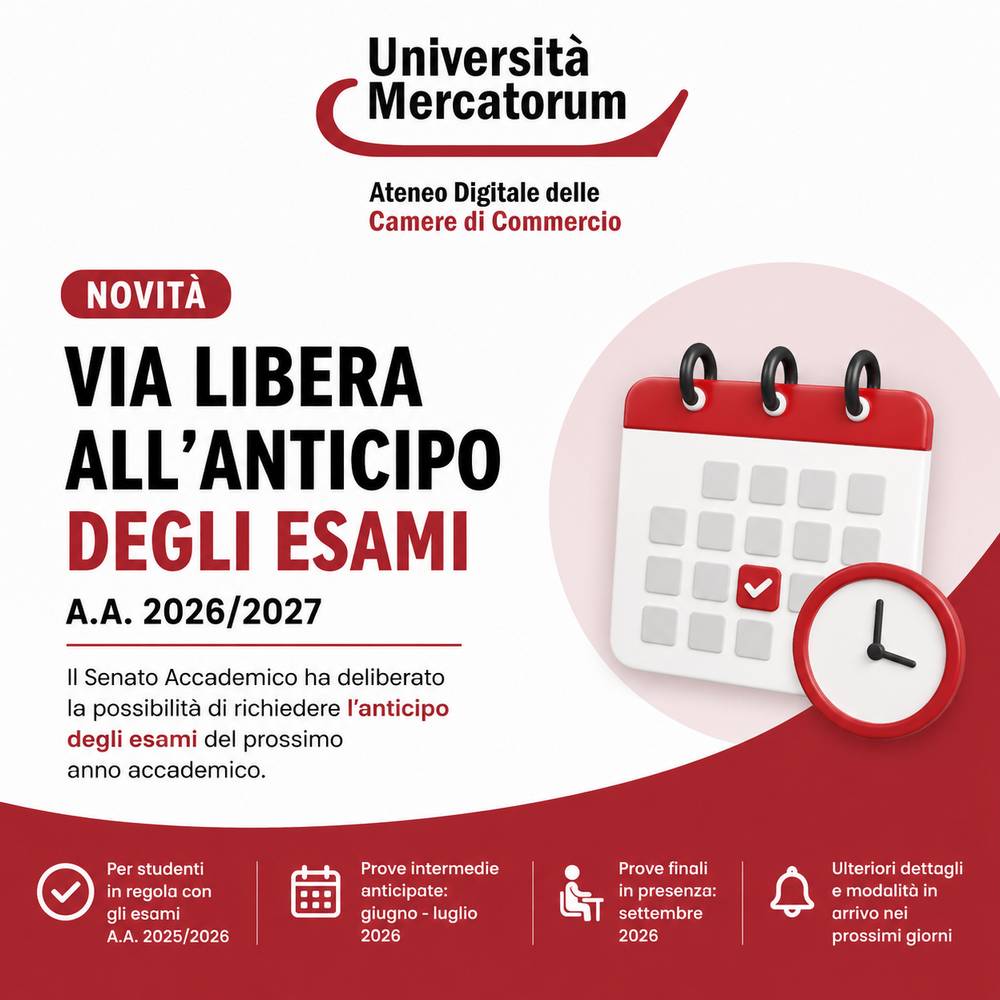 Al momento stai visualizzando Mercatorum approva l’anticipo degli esami per l’A.A. 2026/2027