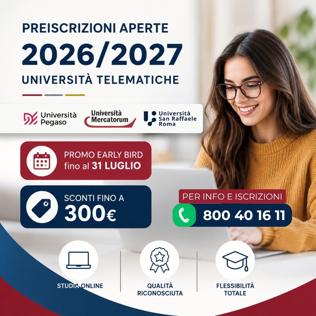 Al momento stai visualizzando Università Pegaso, Mercatorum e San Raffaele 2026/2027: al via le nuove iscrizioni con promozioni dedicate
