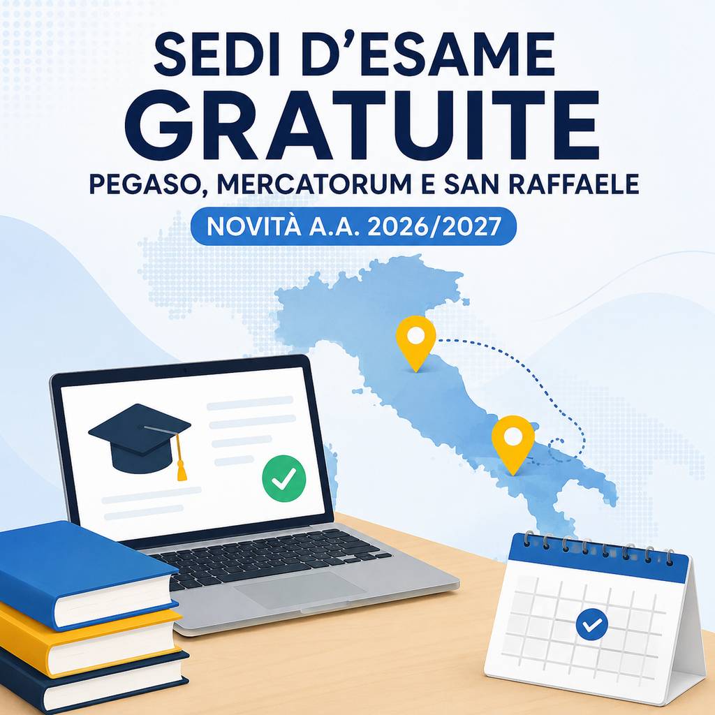 Al momento stai visualizzando Nuove sedi d’esame gratuite per Pegaso, Mercatorum e San Raffaele: cosa cambia dal 2026/2027